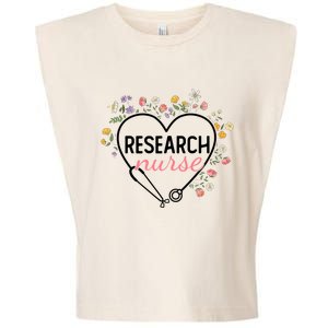 Floral Stethoscope Heart Nursing Research Nurse Gift Garment-Dyed Women's Muscle Tee