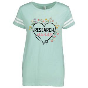 Floral Stethoscope Heart Nursing Research Nurse Gift Enza Ladies Jersey Football T-Shirt