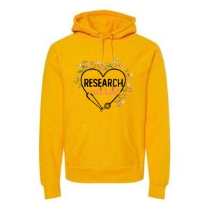 Floral Stethoscope Heart Nursing Research Nurse Gift Premium Hoodie