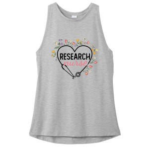 Floral Stethoscope Heart Nursing Research Nurse Gift Ladies PosiCharge Tri-Blend Wicking Tank