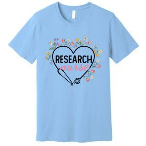 Floral Stethoscope Heart Nursing Research Nurse Gift Premium T-Shirt