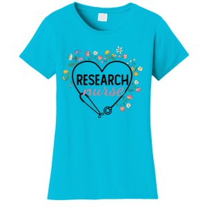 Floral Stethoscope Heart Nursing Research Nurse Gift Women's T-Shirt