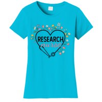 Floral Stethoscope Heart Nursing Research Nurse Gift Women's T-Shirt