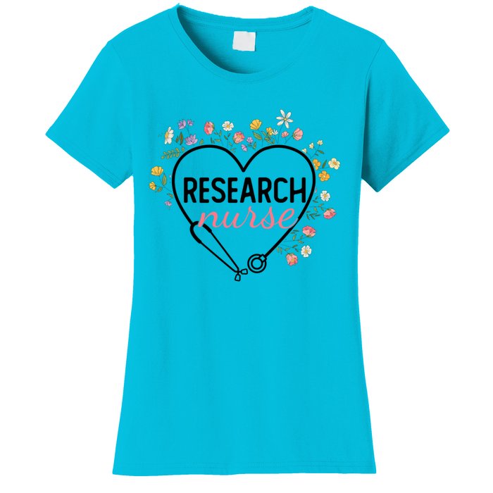 Floral Stethoscope Heart Nursing Research Nurse Gift Women's T-Shirt