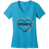 Floral Stethoscope Heart Nursing Research Nurse Gift Women's V-Neck T-Shirt