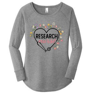 Floral Stethoscope Heart Nursing Research Nurse Gift Women's Perfect Tri Tunic Long Sleeve Shirt