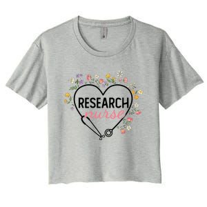 Floral Stethoscope Heart Nursing Research Nurse Gift Women's Crop Top Tee