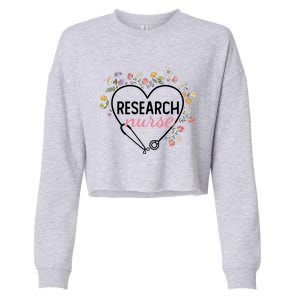 Floral Stethoscope Heart Nursing Research Nurse Gift Cropped Pullover Crew