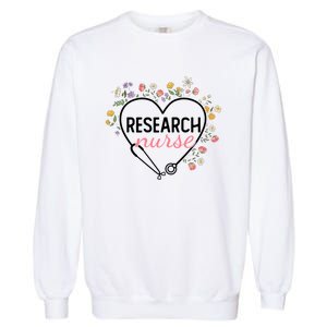 Floral Stethoscope Heart Nursing Research Nurse Gift Garment-Dyed Sweatshirt