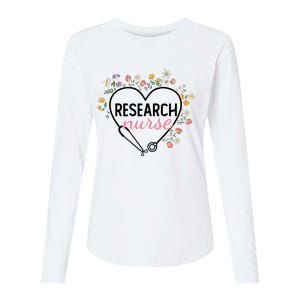 Floral Stethoscope Heart Nursing Research Nurse Gift Womens Cotton Relaxed Long Sleeve T-Shirt