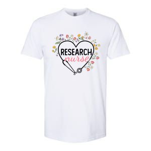 Floral Stethoscope Heart Nursing Research Nurse Gift Softstyle CVC T-Shirt