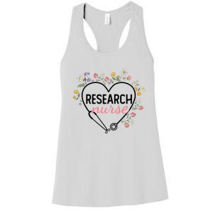 Floral Stethoscope Heart Nursing Research Nurse Gift Women's Racerback Tank