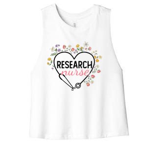 Floral Stethoscope Heart Nursing Research Nurse Gift Women's Racerback Cropped Tank