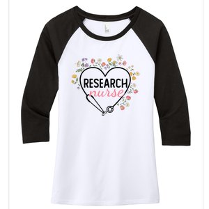 Floral Stethoscope Heart Nursing Research Nurse Gift Women's Tri-Blend 3/4-Sleeve Raglan Shirt