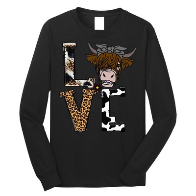 Flowers Scottish Highland Cow Cattle Hairy Cow Long Sleeve Shirt