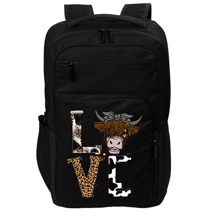 Flowers Scottish Highland Cow Cattle Hairy Cow Impact Tech Backpack