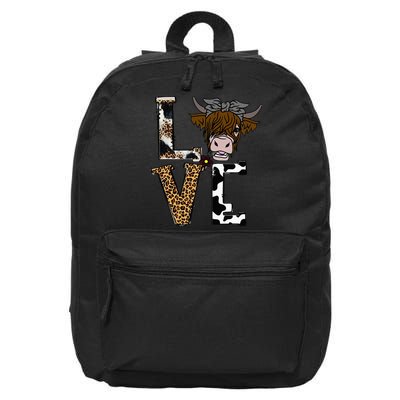 Flowers Scottish Highland Cow Cattle Hairy Cow 16 in Basic Backpack