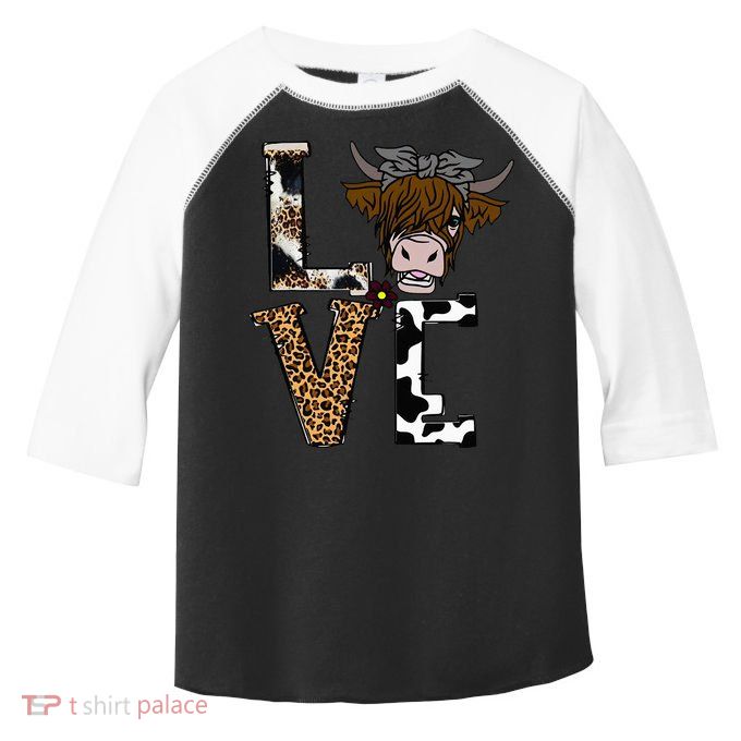 Flowers Scottish Highland Cow Cattle Hairy Cow Toddler Fine Jersey T-Shirt