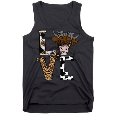 Flowers Scottish Highland Cow Cattle Hairy Cow Tank Top