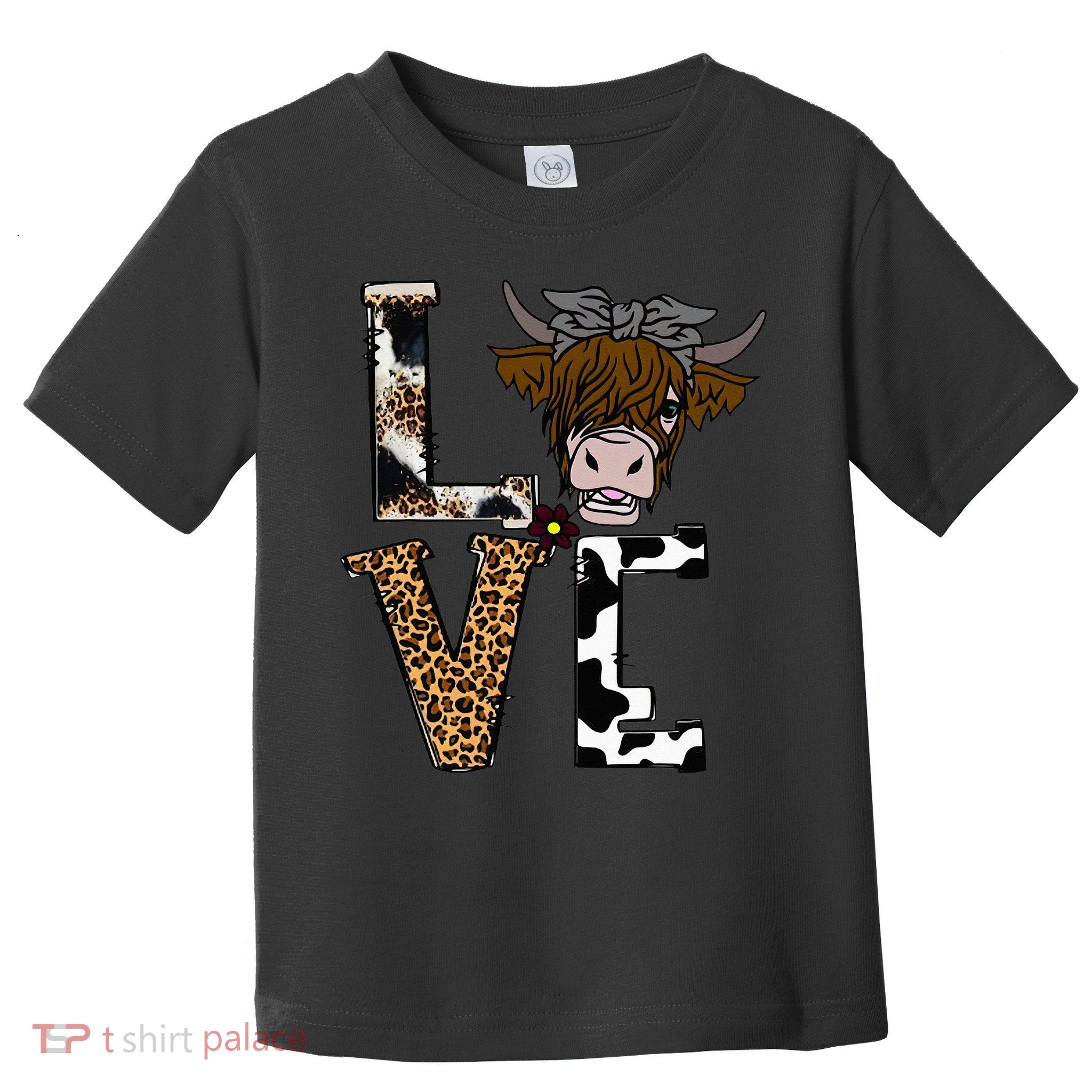 Flowers Scottish Highland Cow Cattle Hairy Cow Toddler T-Shirt