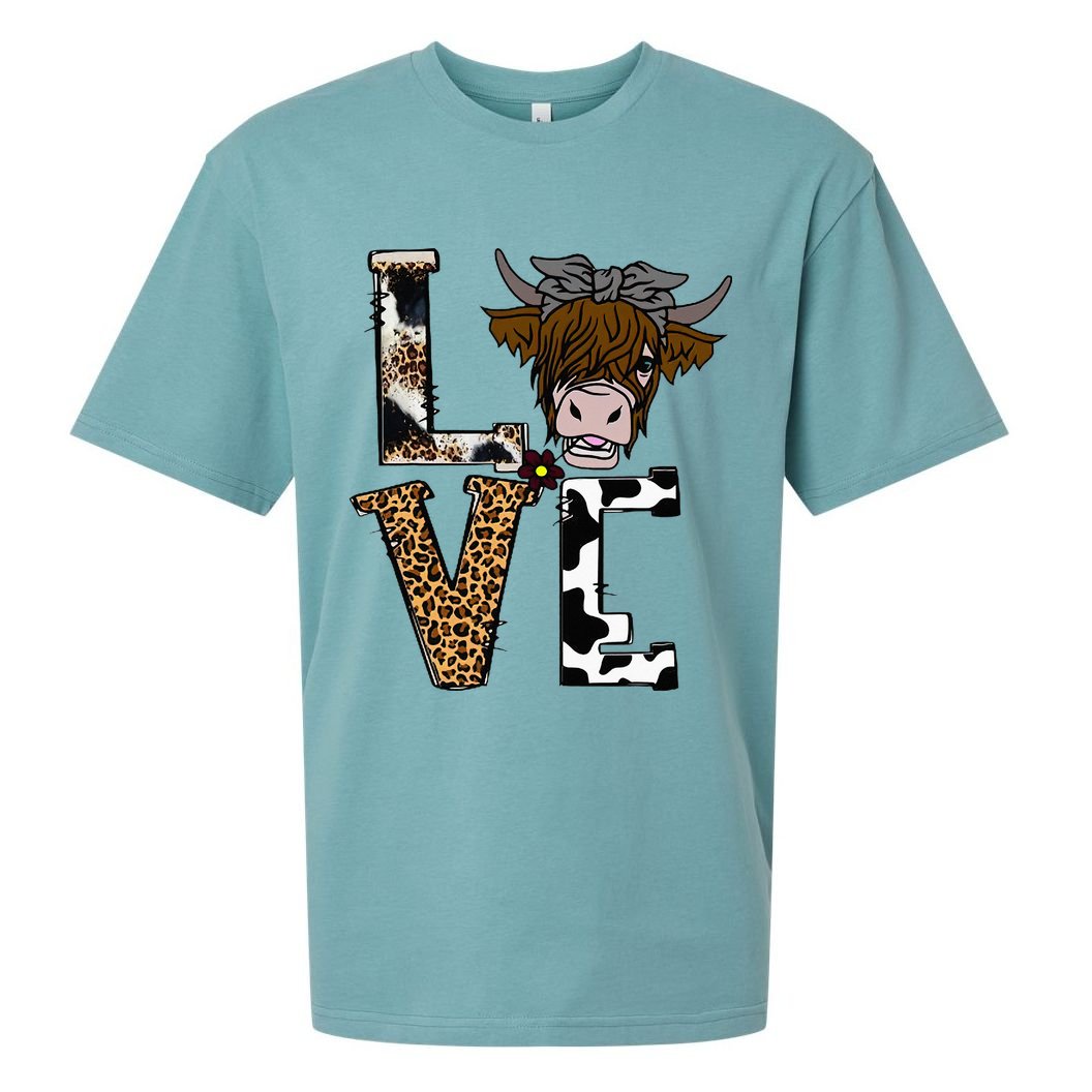 Flowers Scottish Highland Cow Cattle Hairy Cow Sueded Cloud Jersey T-Shirt