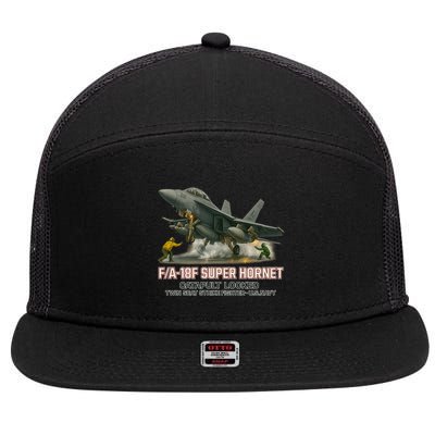 F/A-18F Super Hornet Catapult Locked Twin Seat Strike Fighter 7 Panel Mesh Trucker Snapback Hat