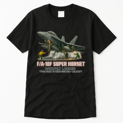 F/A-18F Super Hornet Catapult Locked Twin Seat Strike Fighter Tall T-Shirt