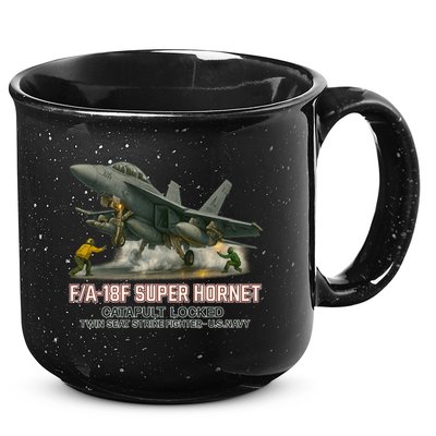 F/A-18F Super Hornet Catapult Locked Twin Seat Strike Fighter 15oz Campfire Ceramic Mug