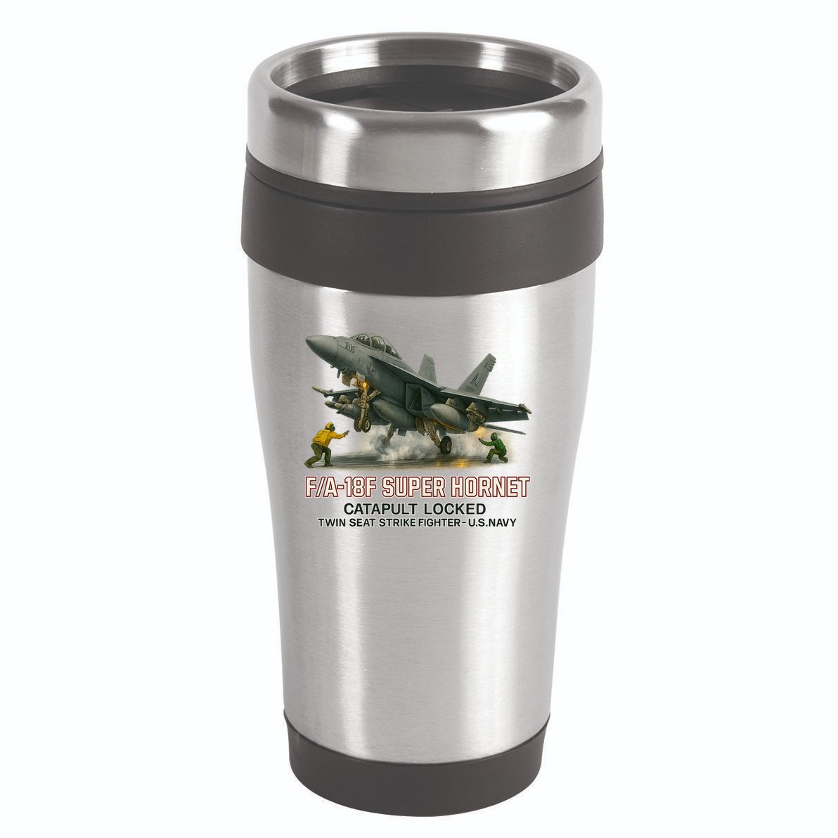 F/A-18F Super Hornet Catapult Locked Twin Seat Strike Fighter 16oz Travel Tumbler