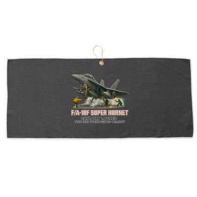 F/A-18F Super Hornet Catapult Locked Twin Seat Strike Fighter Large Microfiber Waffle Golf Towel