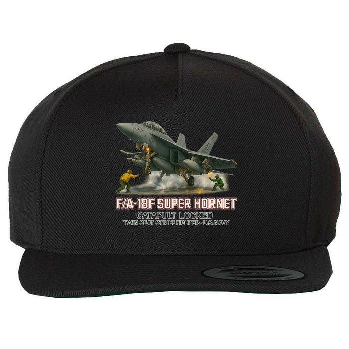 F/A-18F Super Hornet Catapult Locked Twin Seat Strike Fighter Wool Snapback Cap