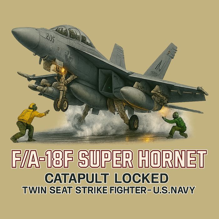 F/A-18F Super Hornet Catapult Locked Twin Seat Strike Fighter Long Sleeve Shirt