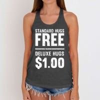 Funny Standard Hugs Free Deluxe Hugs $1.00 Women's Knotted Racerback Tank