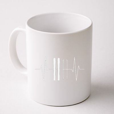 Funny Ski Heartbeat Skier Skiing Gift For Skier Coffee Mug