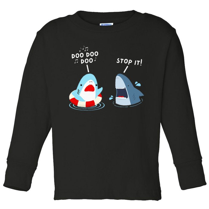 Funny Shark Humor Shark Singing Meme Style Toddler Long Sleeve Shirt