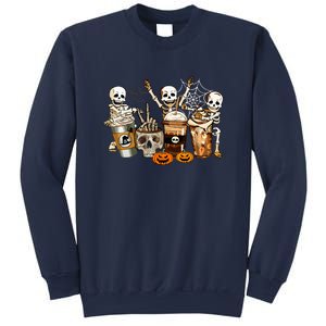 Funny Skeleton Horror Coffee Halloween Costumes Gift Sweatshirt