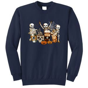 Funny Skeleton Horror Coffee Halloween Costumes Gift Tall Sweatshirt