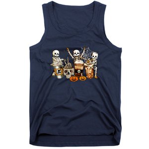 Funny Skeleton Horror Coffee Halloween Costumes Gift Tank Top