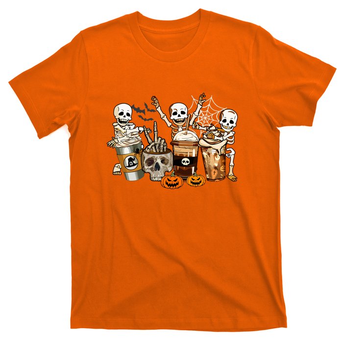 Funny Skeleton Horror Coffee Halloween Costumes Gift T-Shirt