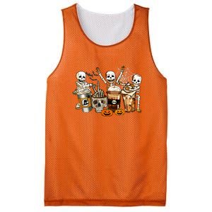 Funny Skeleton Horror Coffee Halloween Costumes Gift Mesh Reversible Basketball Jersey Tank