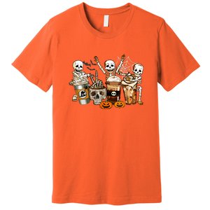 Funny Skeleton Horror Coffee Halloween Costumes Gift Premium T-Shirt