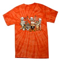 Funny Skeleton Horror Coffee Halloween Costumes Gift Tie-Dye T-Shirt