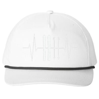 Funny Ski Heartbeat Skier Skiing Gift For Skier Snapback Five-Panel Rope Hat