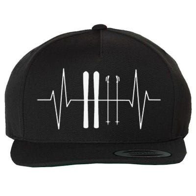 Funny Ski Heartbeat Skier Skiing Gift For Skier Wool Snapback Cap