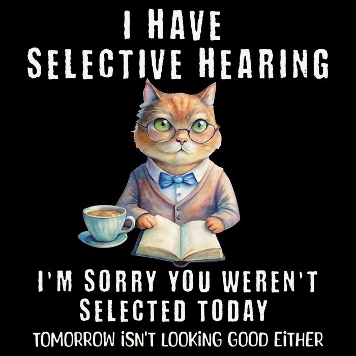 Funny Selective Hearing Joke For Adults Humor Cat Sarcastic Flat Bill Trucker Hat