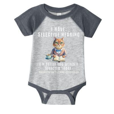 Funny Selective Hearing Joke For Adults Humor Cat Sarcastic Infant Baby Jersey Bodysuit