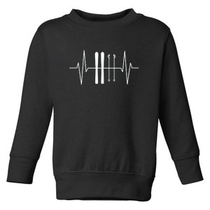 Funny Skiing Heartbeat Mountain Ski Sport Skilife Gift Toddler Sweatshirt