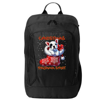 Frenchie Santa Hat & Christmas Lights Cute French Bulldog City Backpack