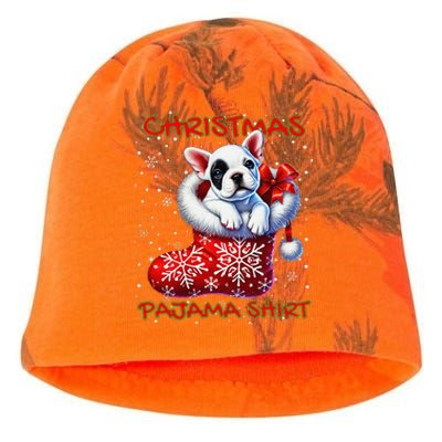 Frenchie Santa Hat & Christmas Lights Cute French Bulldog Kati - Camo Knit Beanie