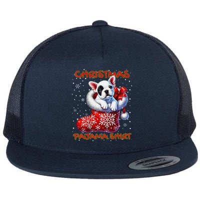 Frenchie Santa Hat & Christmas Lights Cute French Bulldog Flat Bill Trucker Hat